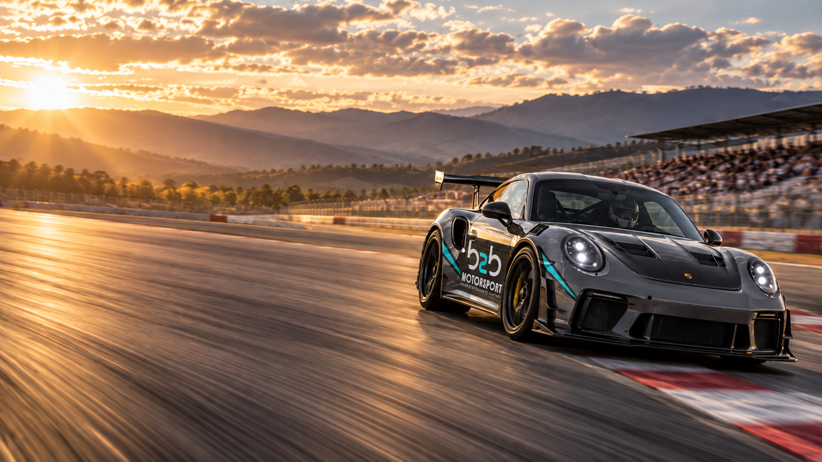 High-performance sports car in a modern industrial setting